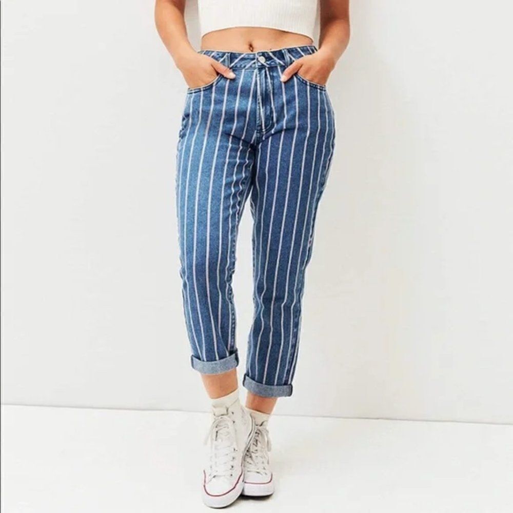 Pacsun Firework Red White Striped Real Denim Mom Jeans